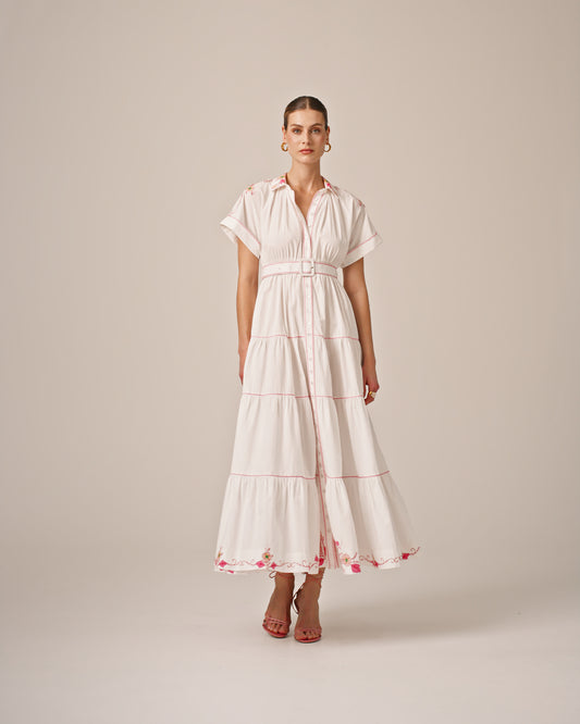 BYTIMO OF NORWAY - POPLIN EMBROIDERED SHIRT DRESS - 100% ORGANIC COTTON