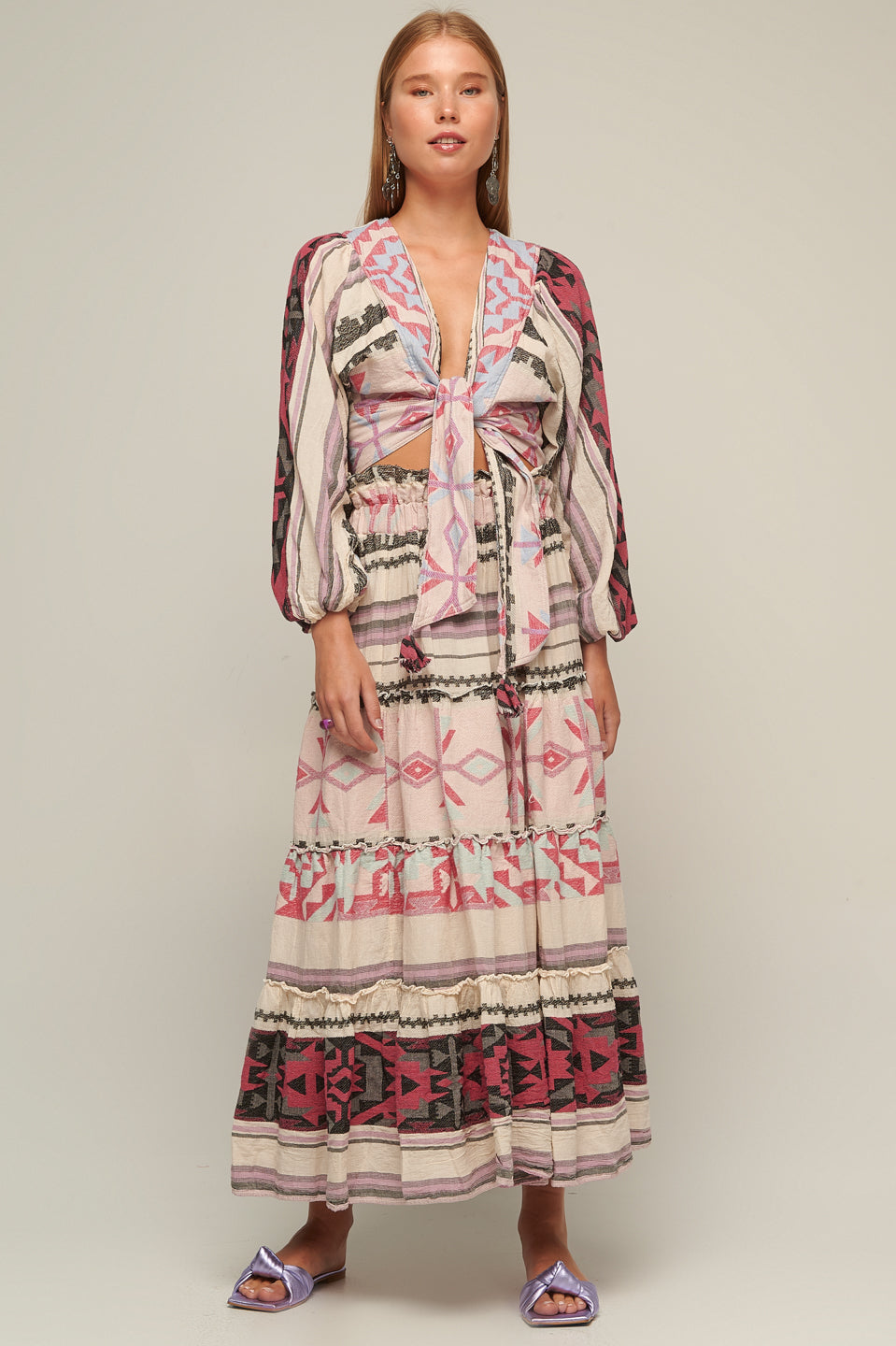 PEARL & CAVIAR OF GREECE - SAMPLE S/M - S22P1038 100% COTTON CROP TIE TOP