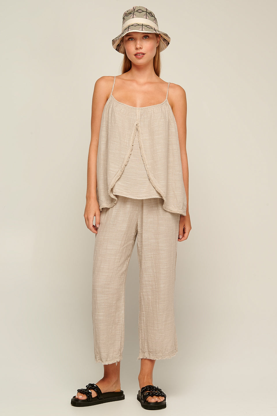 PEARL & CAVIAR OF GREECE - SAMPLE S/M - S22P1078 LINEN COTTON VISCOSE TOP