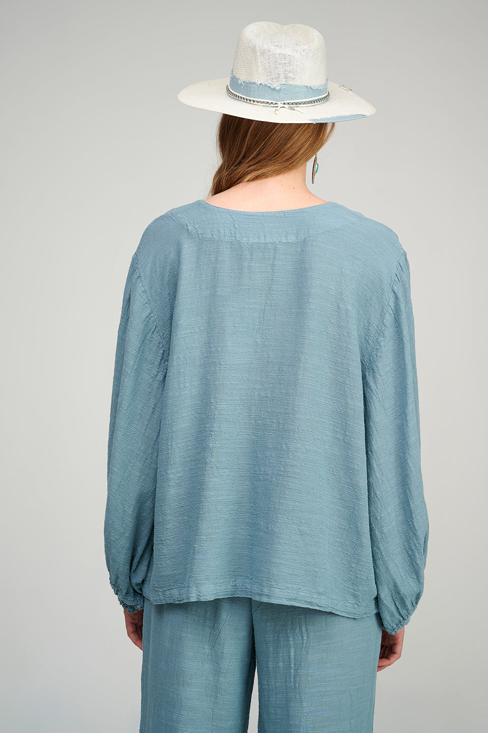 PEARL & CAVIAR OF GREECE - SAMPLE S/M - S23P6000 COTTON LINEN TENCEL BLOUSE