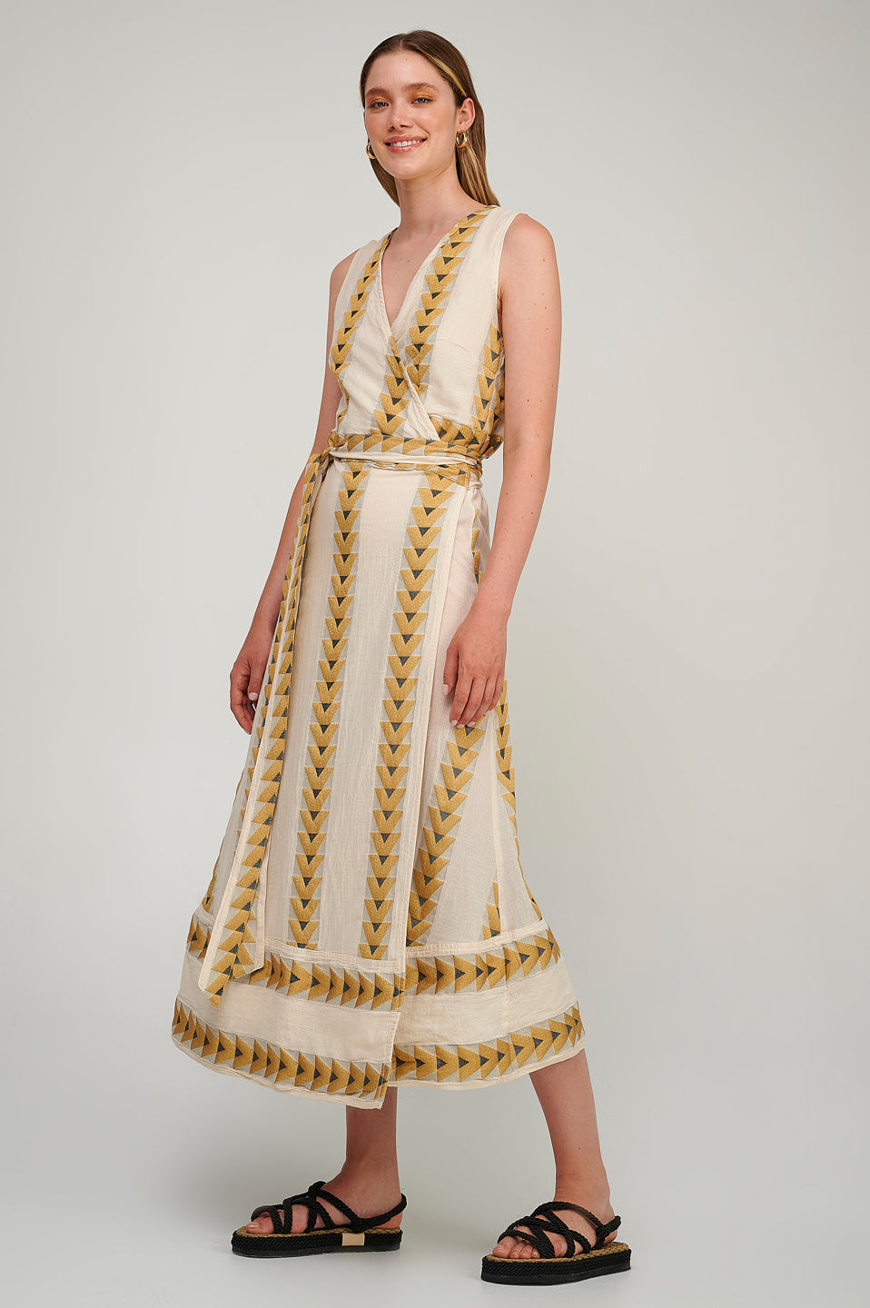 PEARL & CAVIAR OF GREECE - SAMPLE S/M - S23P6211 DRESS COTTON LUREX BLEND