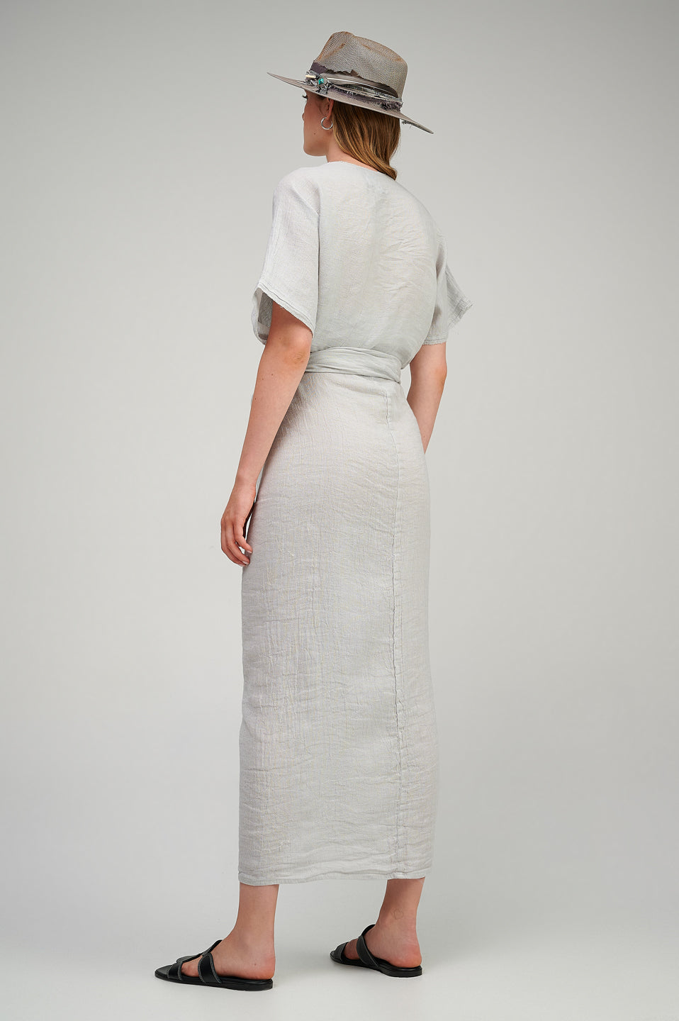 PEARL & CAVIAR OF GREECE - SAMPLE S/M - S23P6219 - LINEN COTTON WRAP SKIRT ONLY