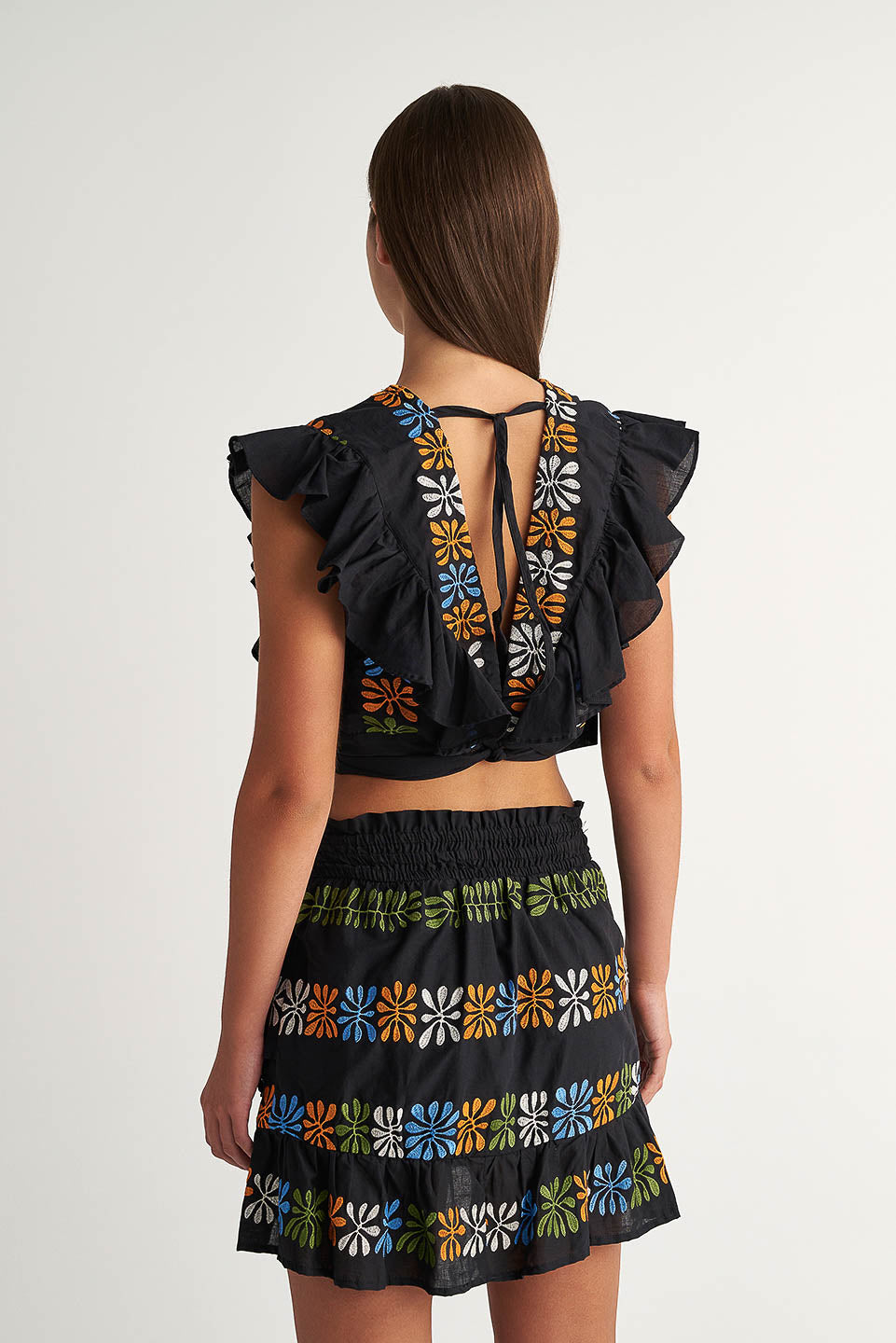 PEARL & CAVIAR OF GREECE - SAMPLE S/M - S24P5004 - COTTON BLEND EMBROIDERED - MINI SKIRT ONLY