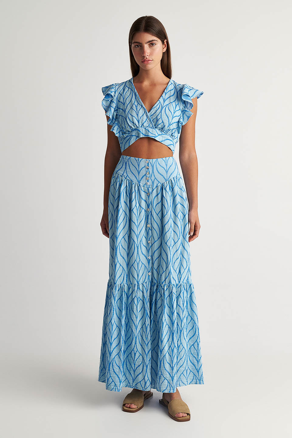 PEARL & CAVIAR OF GREECE - SAMPLE S/M -S24P5026 - COTTON/VISCOSE - SKIRT ONLY
