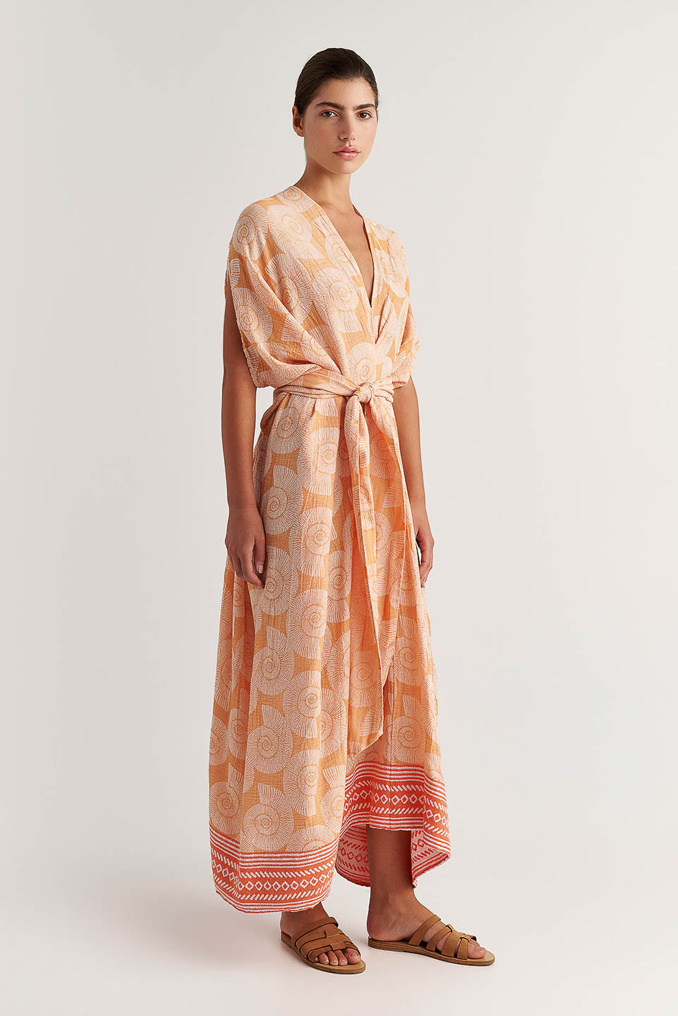 PEARL & CAVIAR - S24P5067 IN CORAL ONE SIZE FITS ALL SILK/COTTON/VISCOSE