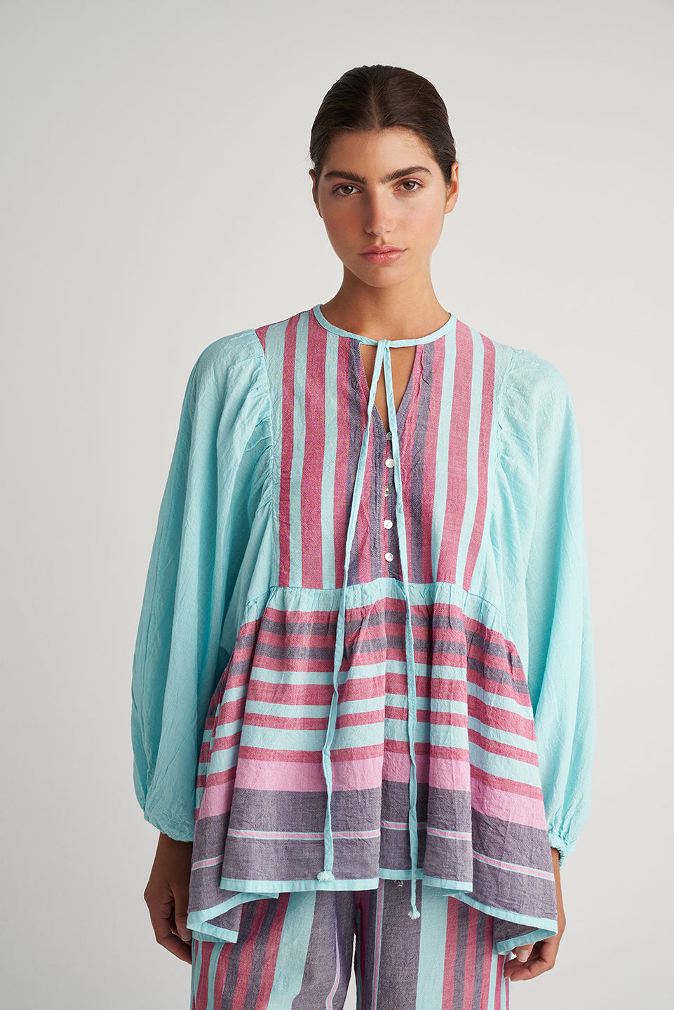 PEARL & CAVIAR OF GREECE - SAMPLE S/M -S24P5182 - 100% COTTON - BLOUSE ONLY