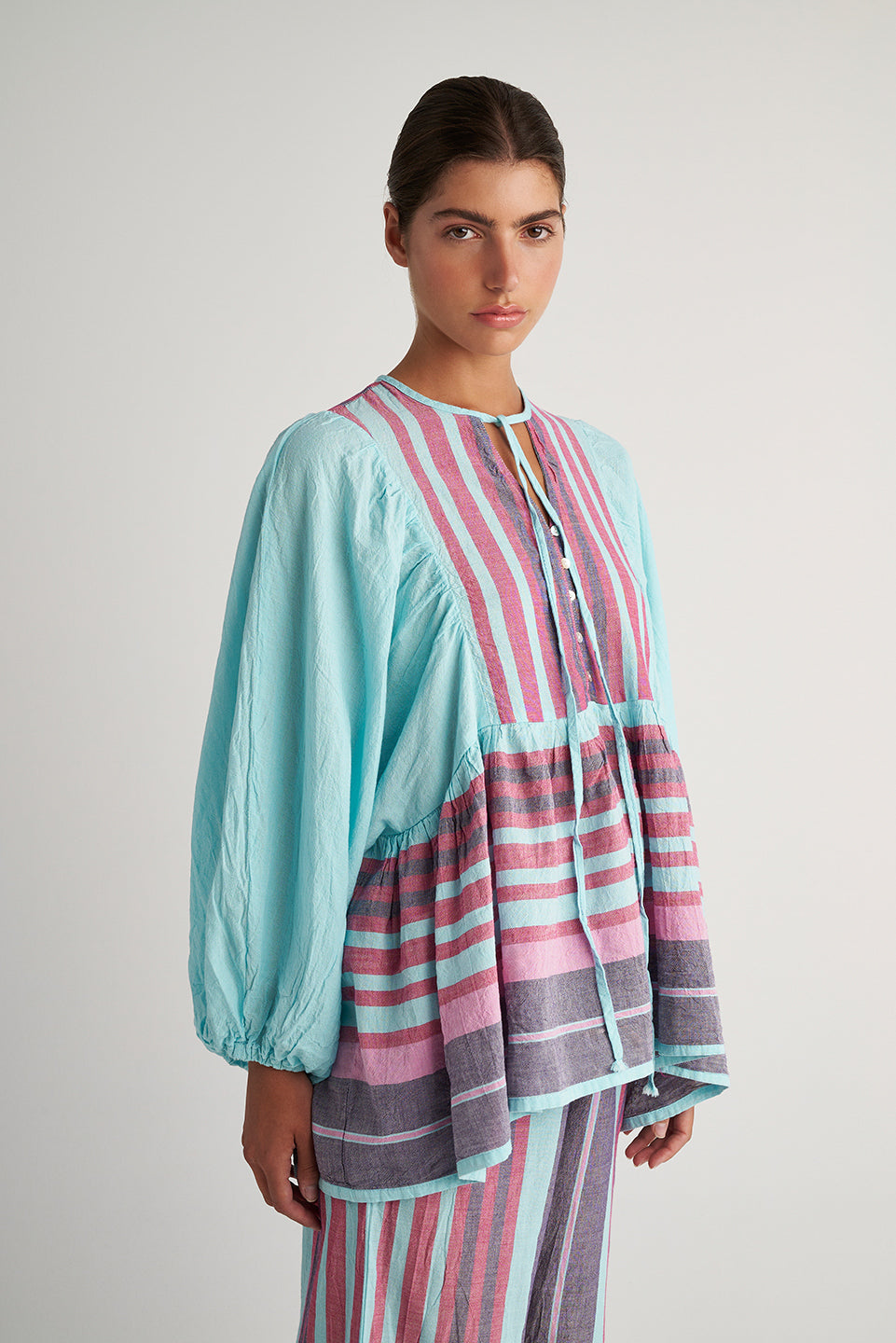 PEARL & CAVIAR OF GREECE - SAMPLE S/M -S24P5182 - 100% COTTON - BLOUSE ONLY