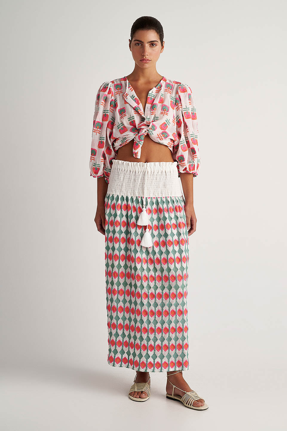 PEARL & CAVIAR OF GREECE - SAMPLE S/M - S24P5213 - 100% COTTON - MAXI SKIRT
