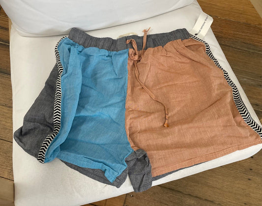 PEARL & CAVIAR S23P6175 ZAKAR SHORTS - BLUE/TAN/CHARCOAL