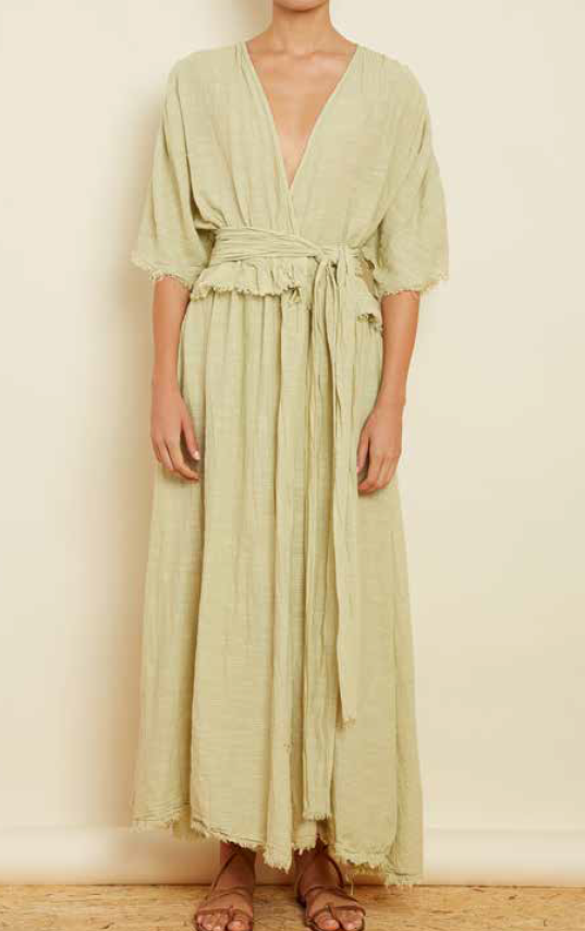 PEARL & CAVIAR SAMPLE S/M - S21P4042 LINEN BLEND MAXI DRESS