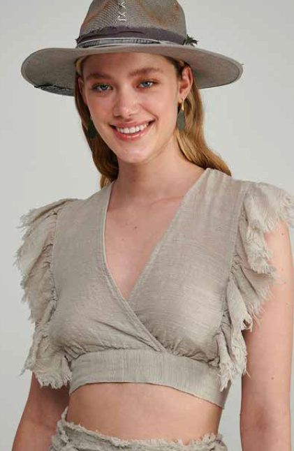 PEARL & CAVIAR SAMPLE S/M - S23P6066 LINEN BLEND TOP