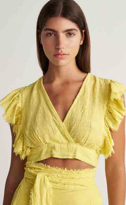 PEARL & CAVIAR OF GREECE - SAMPLE S/M -S24P5041 - LINEN COTTON VISCOSE-CROP TOP