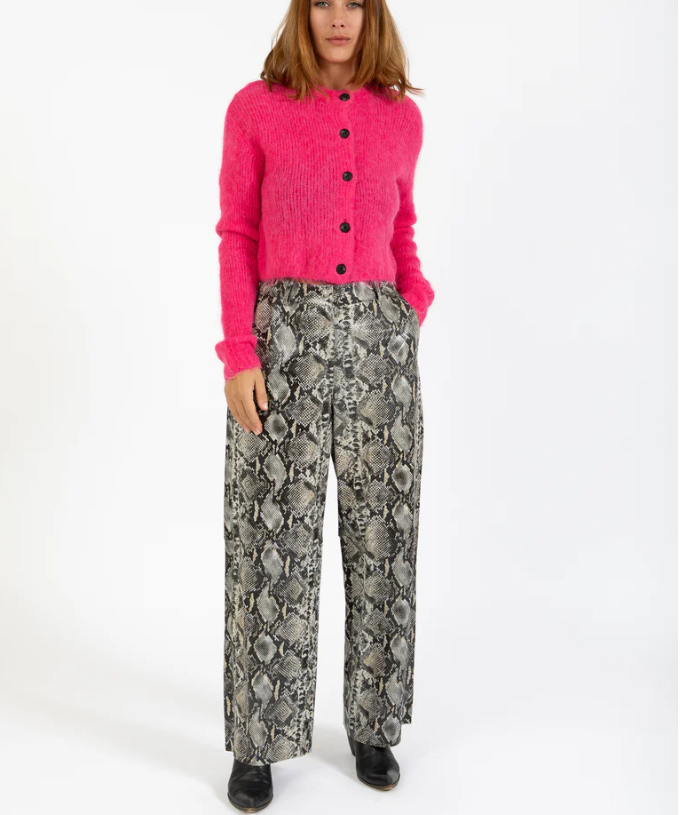 COSTER COPENHAGEN - LEATHER SNAKE PRINT PANT - SIZE 40 (SIZE 12-14)