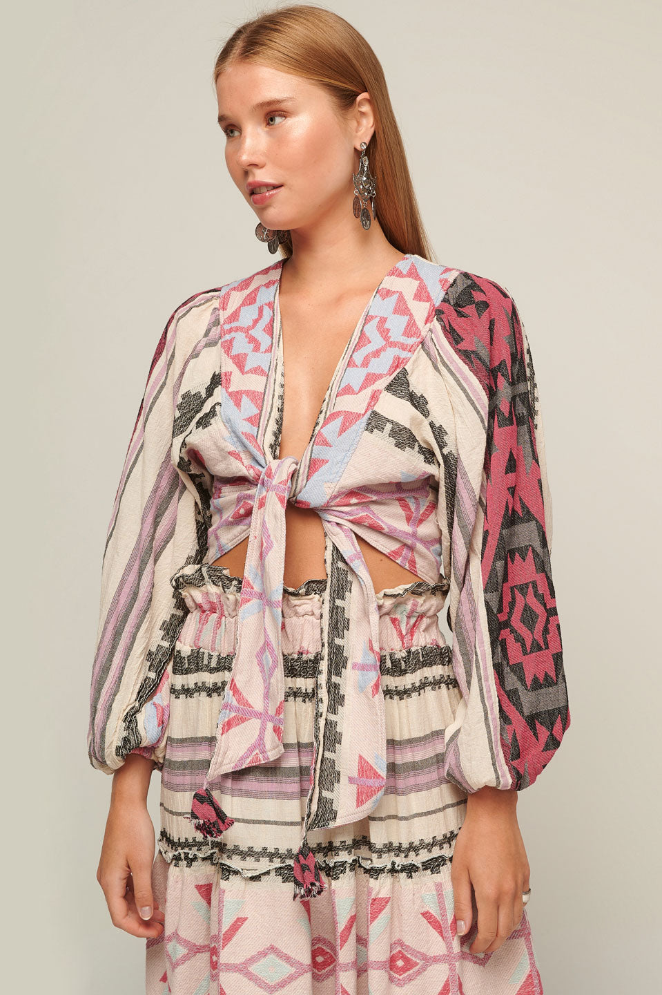 PEARL & CAVIAR OF GREECE - SAMPLE S/M - S22P1038 100% COTTON CROP TIE TOP