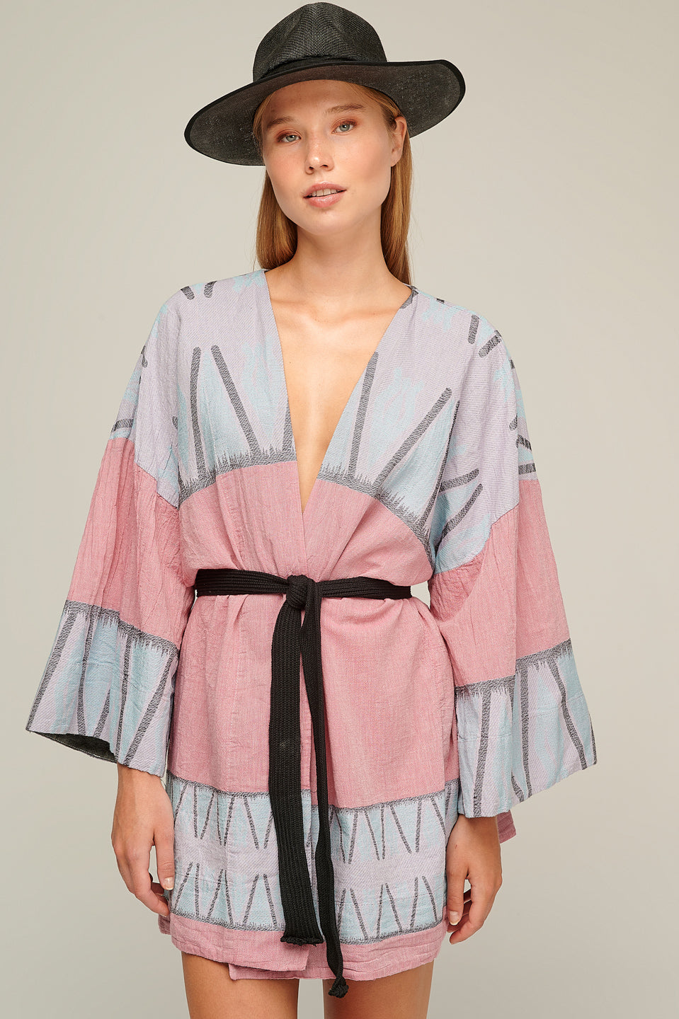 PEARL & CAVIAR OF GREECE - SAMPLE S/M - S22P1275 - 100% COTTON SHORT KIMONO
