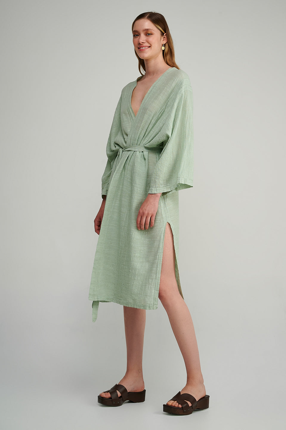 PEARL & CAVIAR OF GREECE - SAMPLE S/M - S23P6001 - LINEN COTTON TENCEL KIMONO