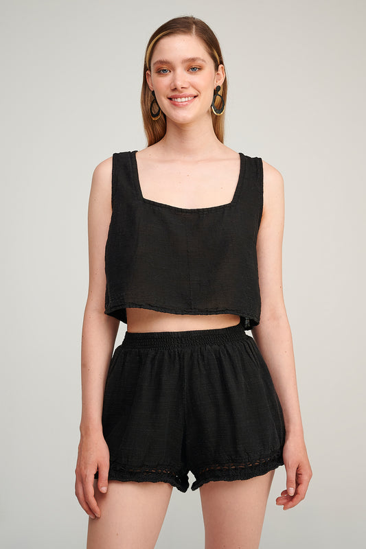 PEARL & CAVIAR OF GREECE - SAMPLE S/M  - S23P6034 LINEN COTTON TENCEL TOP