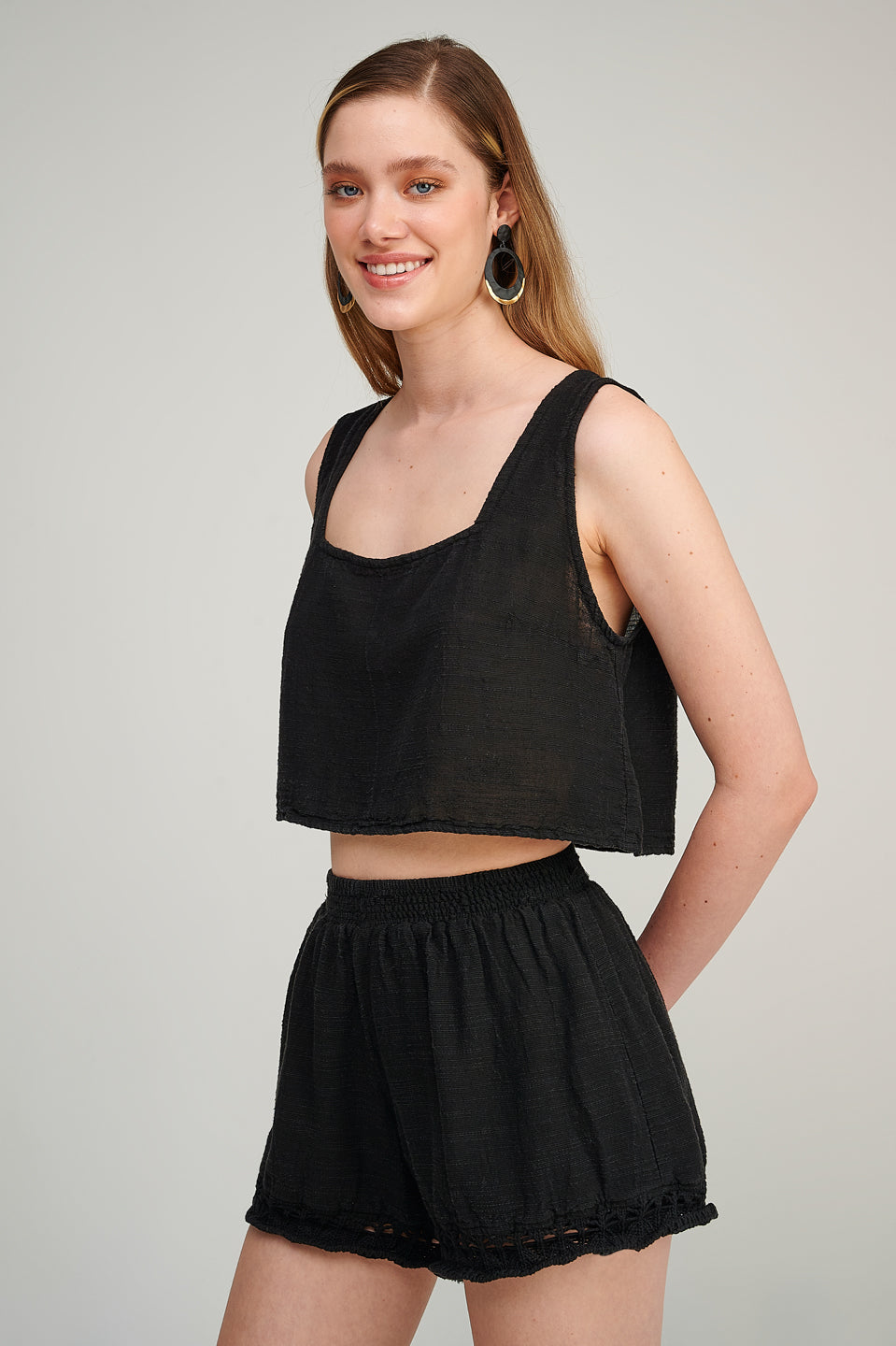 PEARL & CAVIAR OF GREECE - SAMPLE S/M  - S23P6034 LINEN COTTON TENCEL TOP