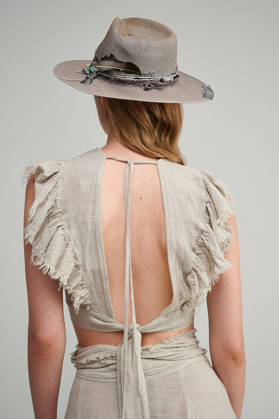 PEARL & CAVIAR OF GREECE - SAMPLE S/M  - S23P6066 LINEN BLEND TOP