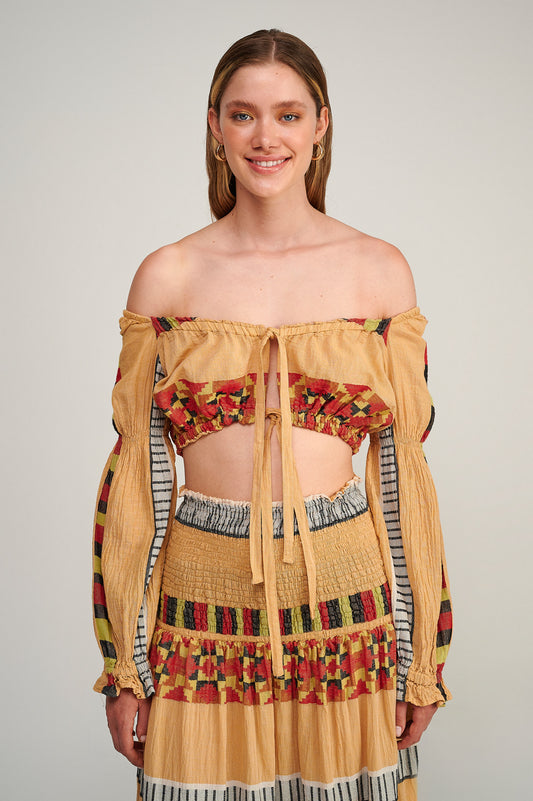 PEARL & CAVIAR OF GREECE - SAMPLE S/M  - S23P6134 - 100% COTTON - CROP TOP ONLY