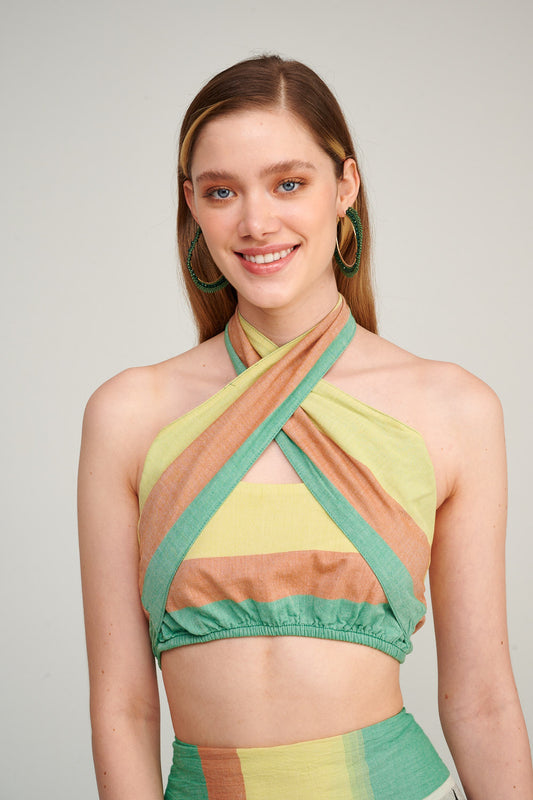 PEARL & CAVIAR OF GREECE - SAMPLE S/M - S23P6139 100% COTTON CROP TOP