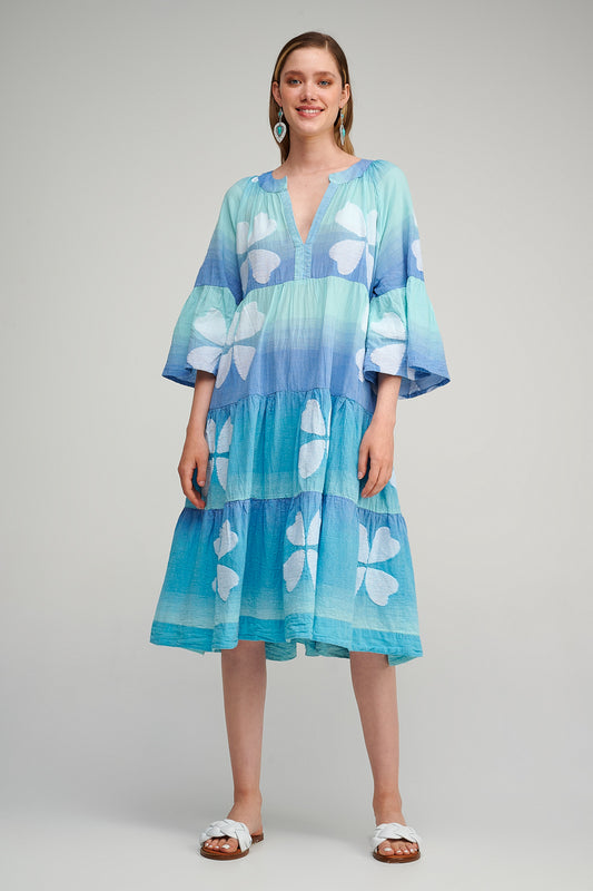 PEARL & CAVIAR OF GREECE - SAMPLE S/M - S23P6142 IN BLUE & PINK - 100% COTTON