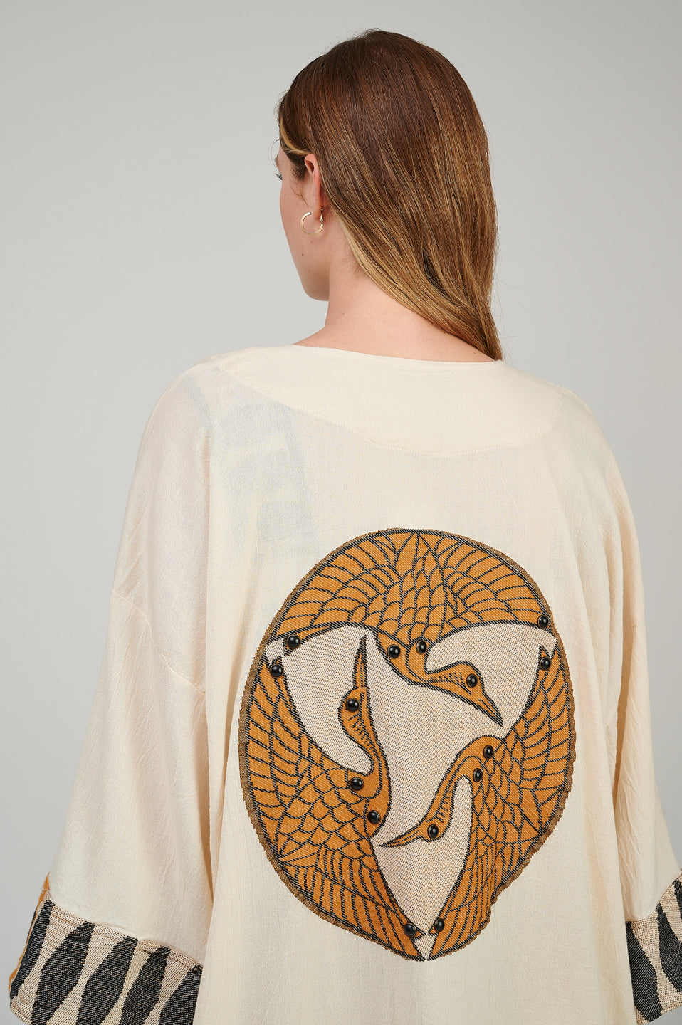 PEARL & CAVIAR OF GREECE - SAMPLE S/M - S23P6193 - COTTON EMBORIDERED KIMONO