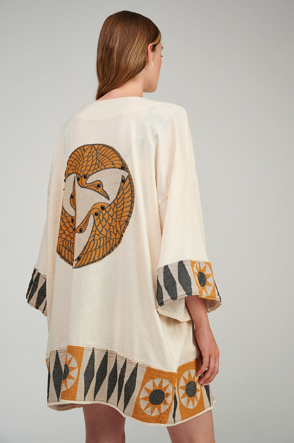 PEARL & CAVIAR OF GREECE - SAMPLE S/M - S23P6193 - COTTON EMBORIDERED KIMONO