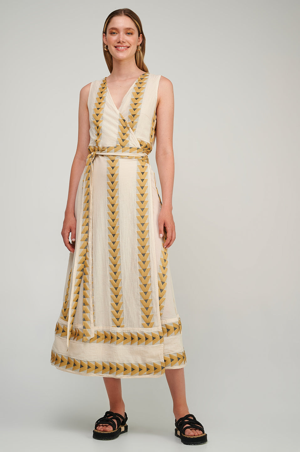 PEARL & CAVIAR OF GREECE - SAMPLE S/M  - S23P6211 DRESS COTTON LUREX BLEND