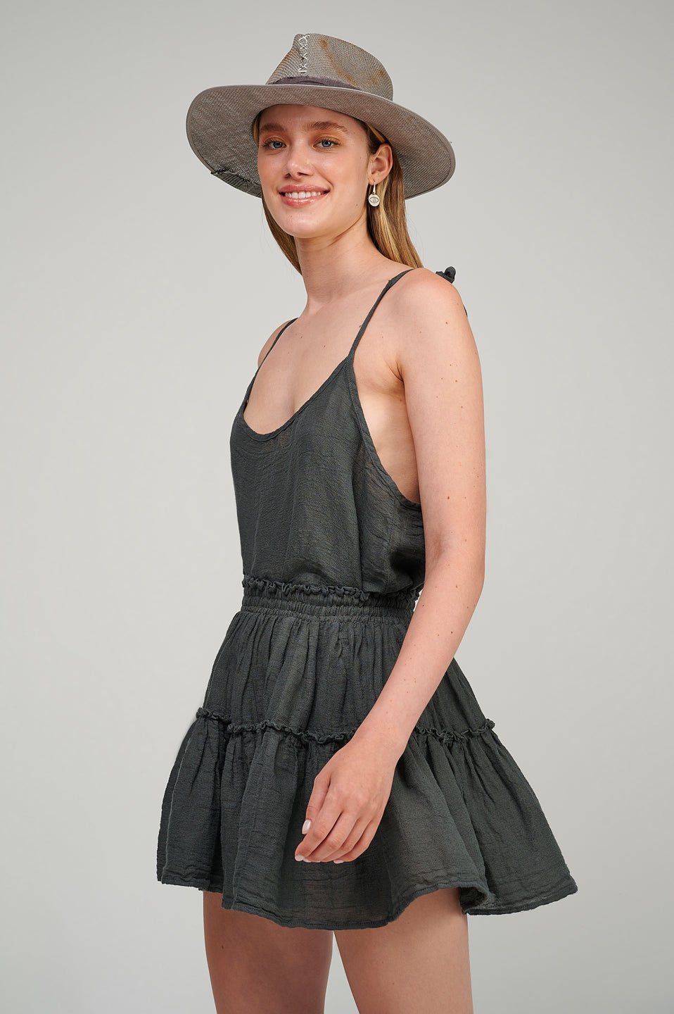 PEARL & CAVIAR OF GREECE - SAMPLE S/M - S23P6233 - LINEN COTTON MINI SKIRT