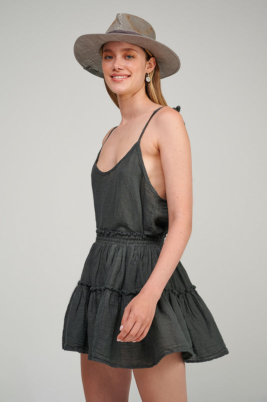 PEARL & CAVIAR OF GREECE - SAMPLE S/M - S23P6233 - LINEN COTTON MINI SKIRT