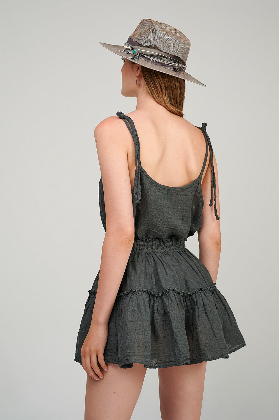 PEARL & CAVIAR OF GREECE - SAMPLE S/M - S23P6233 - LINEN COTTON MINI SKIRT