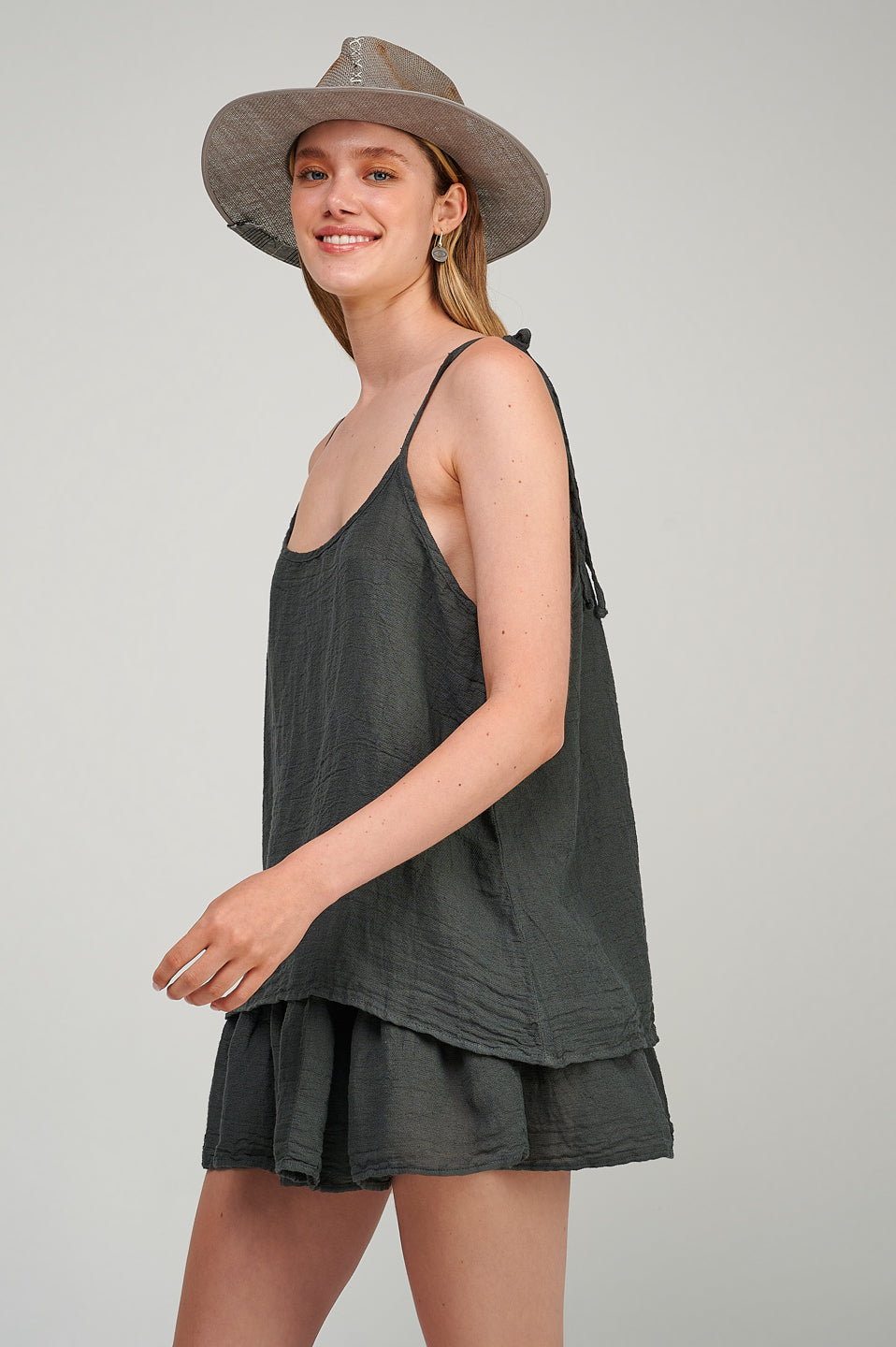 PEARL & CAVIAR OF GREECE - SAMPLE S/M  - S23P6244 COTTON LINEN TOP