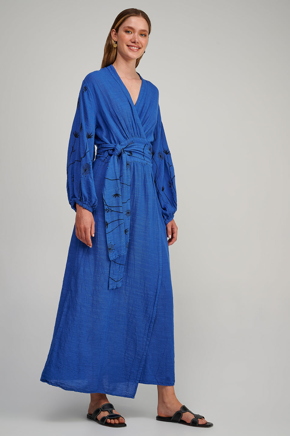 PEARL & CAVIAR OF GREECE -  SAMPLE  S/M - S23P6256 - LINEN BLEND EMBROIDERED