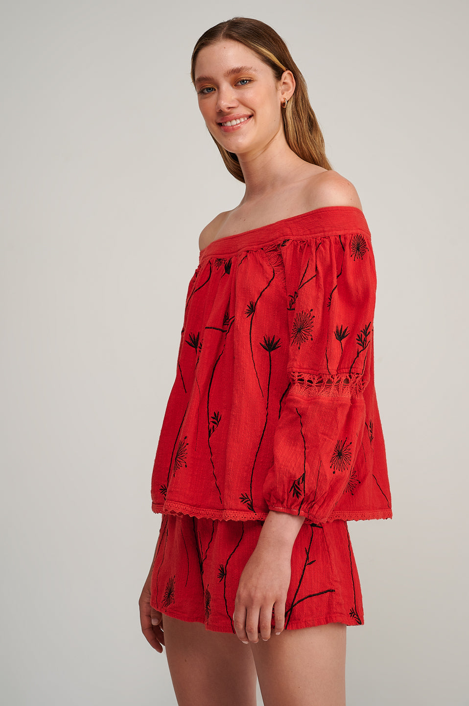 PEARL & CAVIAR OF GREECE - SAMPLE S/M  - S23P6277 COTTON LINEN TENCEL TOP ONLY