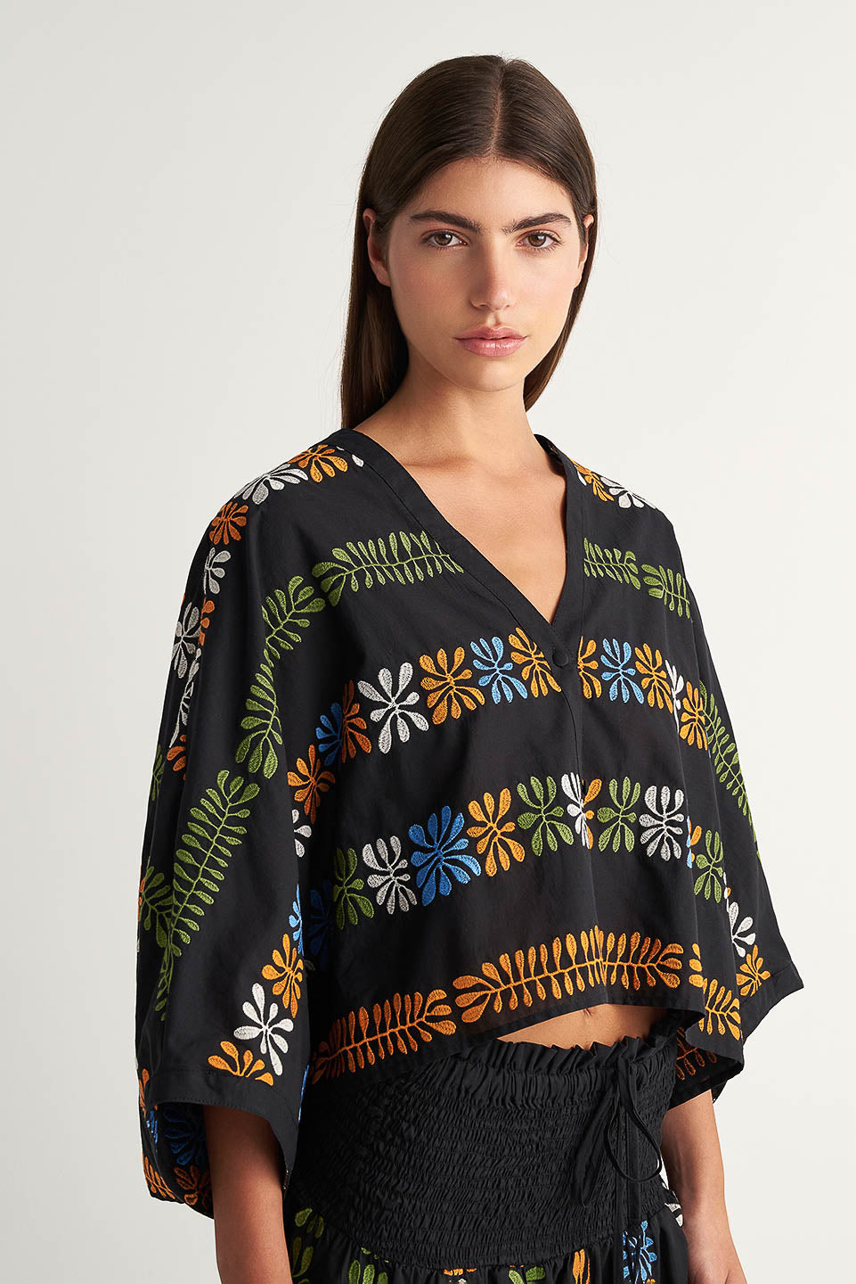 PEARL & CAVIAR OF GREECE - SAMPLE S/M - S24P5005 - COTTON BLEND EMBROIDERED SHIRT