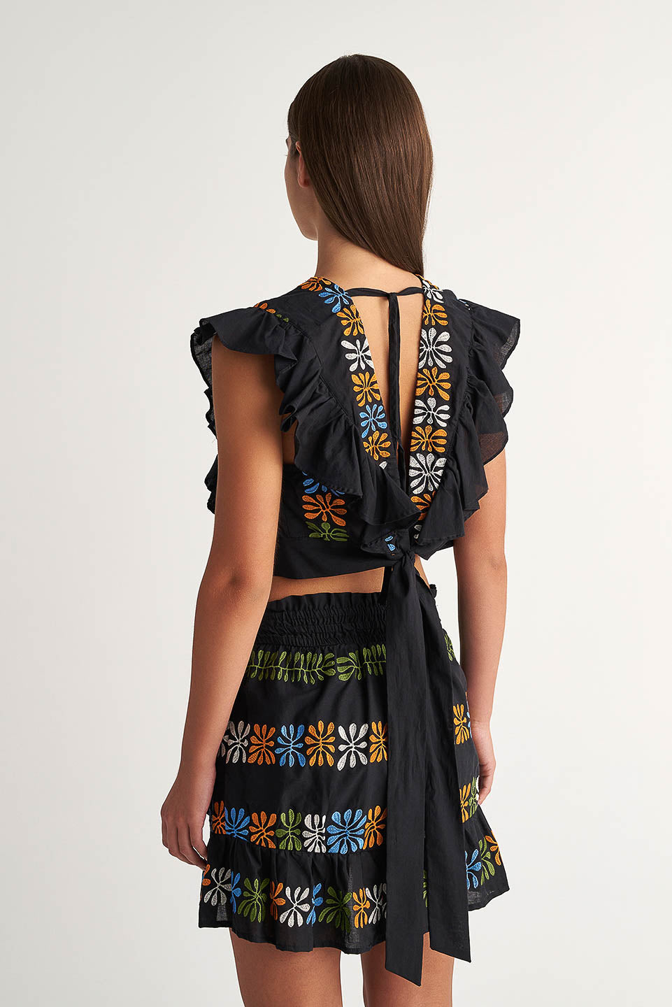 PEARL & CAVIAR OF GREECE - SAMPLE S/M - S24P5006 - COTTON BLEND EMBROIDERED - CROP TOP