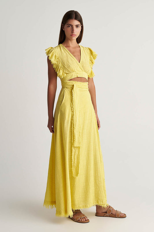 PEARL & CAVIAR OF GREECE - SAMPLE S/M -S24P5039 - LINEN COTTON VISCOSE-SKIRT ONLY