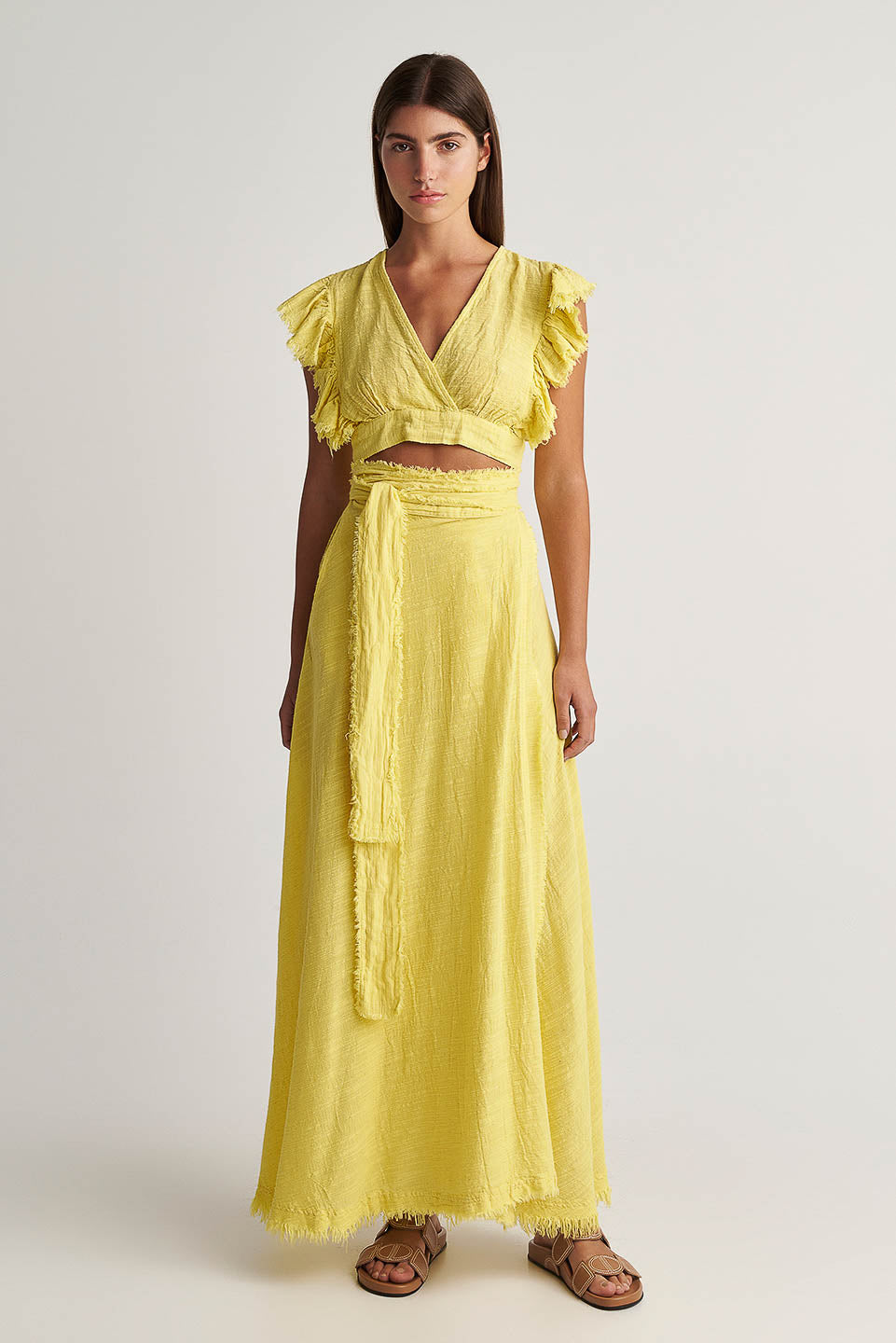 PEARL & CAVIAR OF GREECE - SAMPLE S/M -S24P5039 - LINEN COTTON VISCOSE-SKIRT ONLY