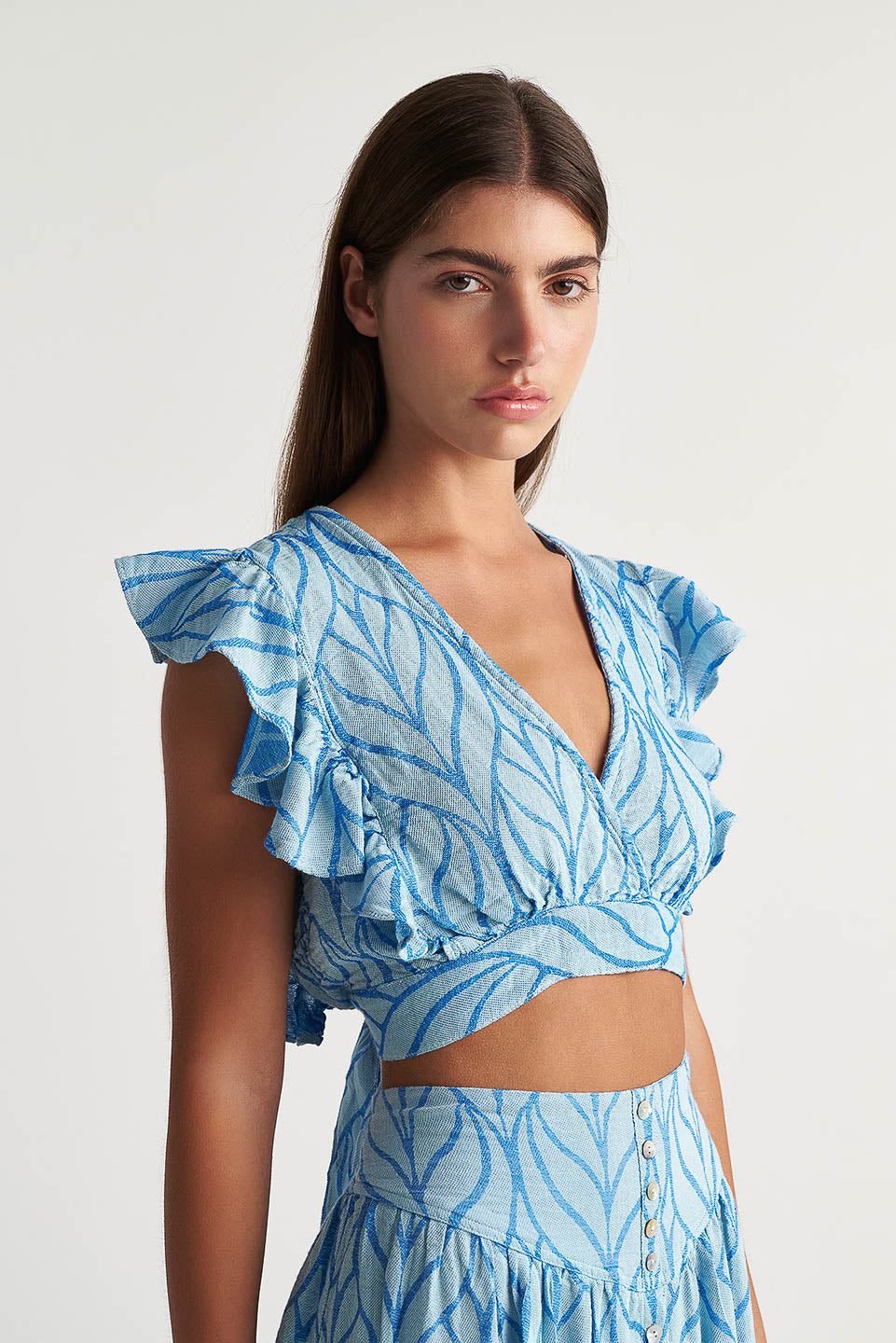 PEARL & CAVIAR OF GREECE - SAMPLE S/M -S24P5048 - COTTON/VISCOSE - CROP TOP