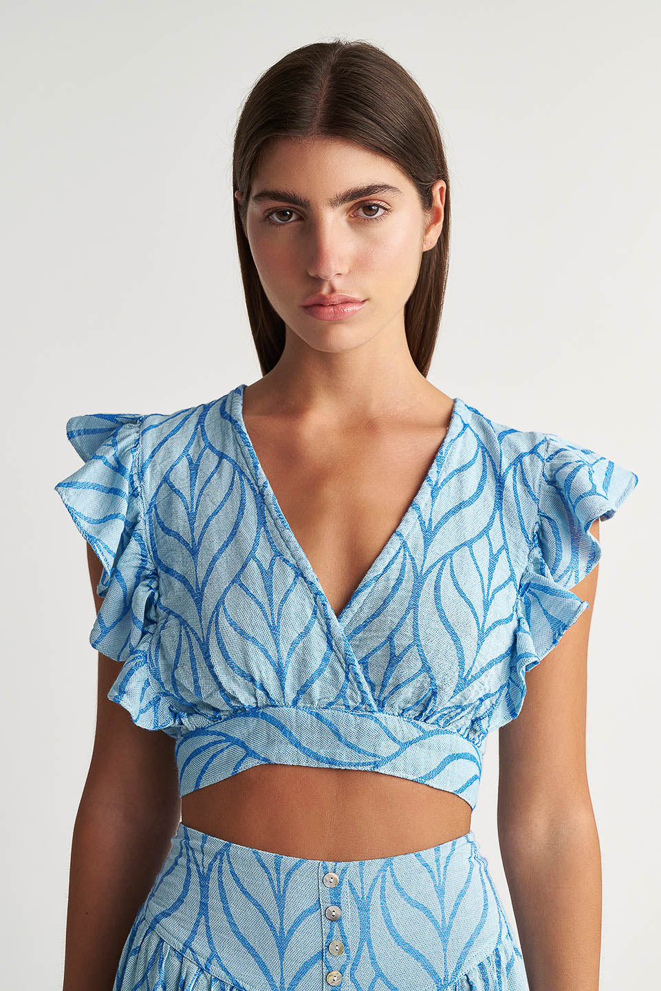 PEARL & CAVIAR OF GREECE - SAMPLE S/M -S24P5048 - COTTON/VISCOSE - CROP TOP