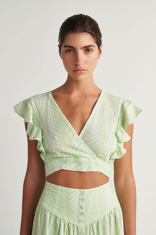 PEARL & CAVIAR OF GREECE - SAMPLE S/M - S24P5051 - SILK/COTTON/VISCOSE - CROP TOP ONLY