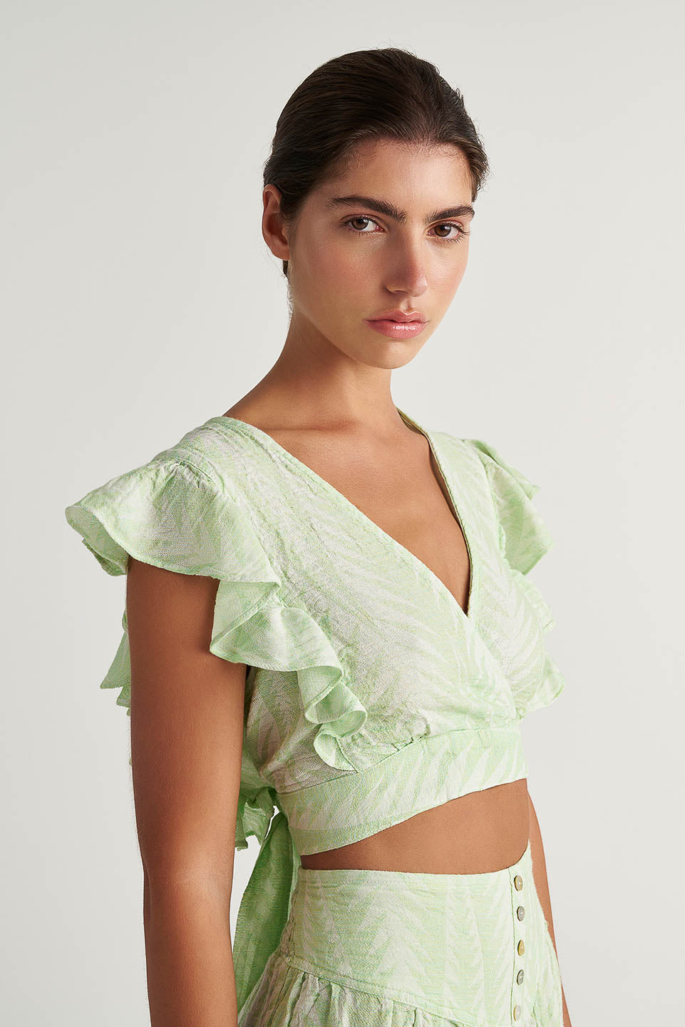 PEARL & CAVIAR OF GREECE - SAMPLE S/M - S24P5051 - SILK/COTTON/VISCOSE - CROP TOP ONLY