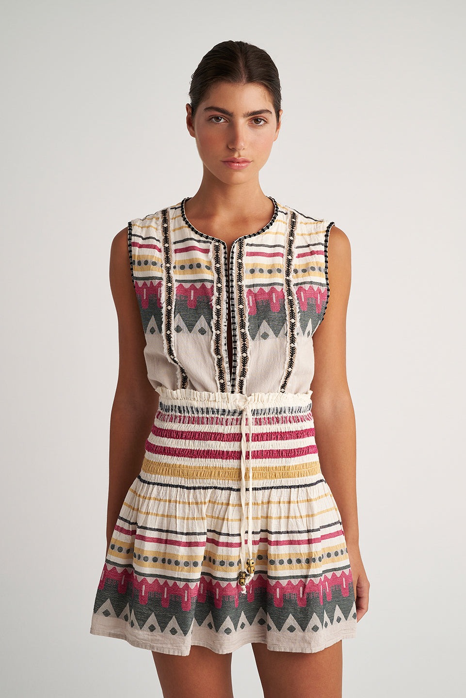 PEARL & CAVIAR OF GREECE - SAMPLE S/M -S24P5086 - 100% COTTON - MINI SKIRT ONLY