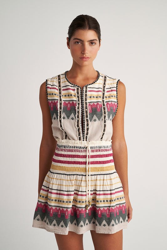 PEARL & CAVIAR OF GREECE - SAMPLE S/M -S24P5086 - 100% COTTON - MINI SKIRT ONLY