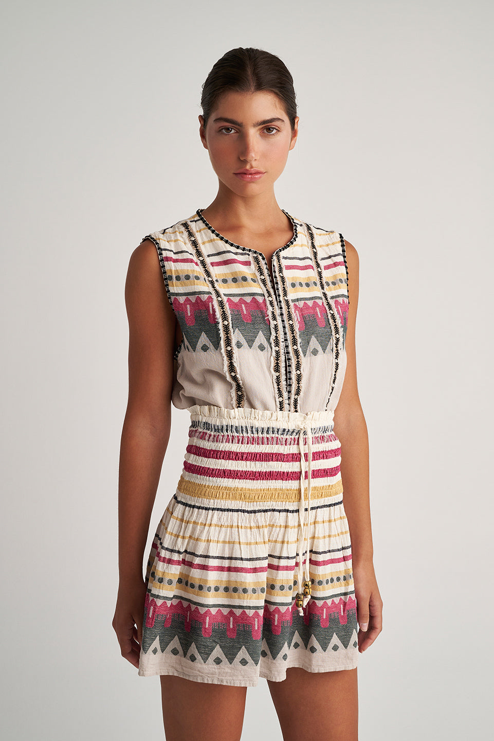 PEARL & CAVIAR OF GREECE - SAMPLE S/M -S24P5086 - 100% COTTON - MINI SKIRT ONLY