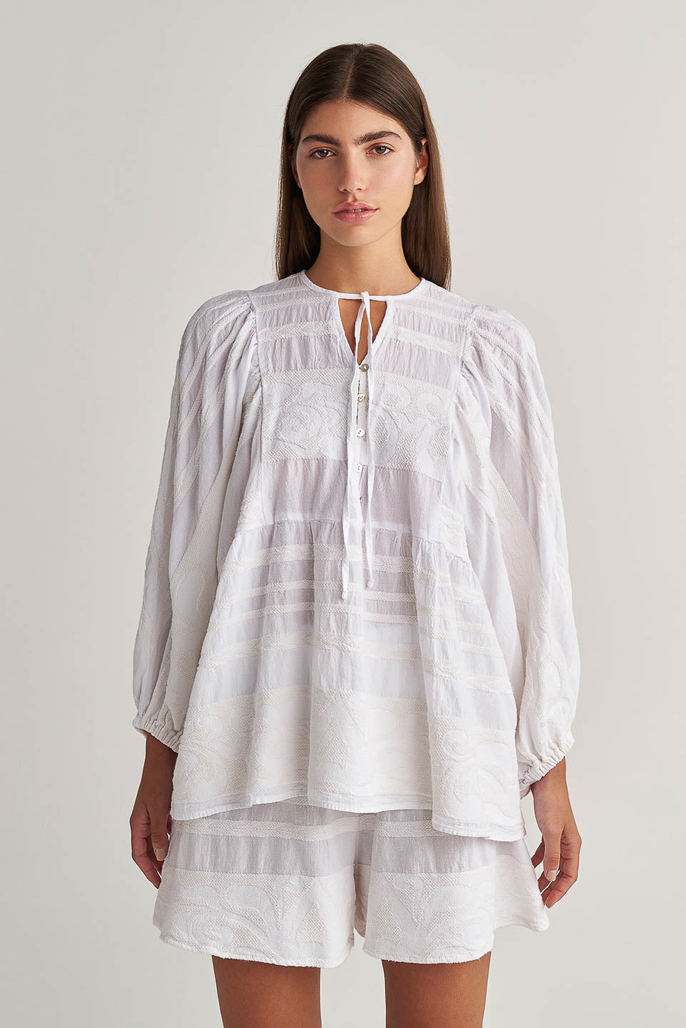 PEARL & CAVIAR OF GREECE - SAMPLE S/M -S24P5101 - 100% COTTON - BLOUSE ONLY