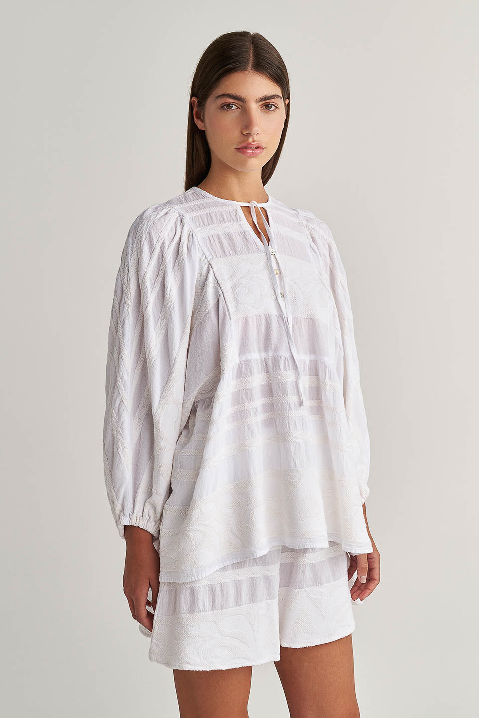 PEARL & CAVIAR OF GREECE - SAMPLE S/M -S24P5101 - 100% COTTON - BLOUSE ONLY