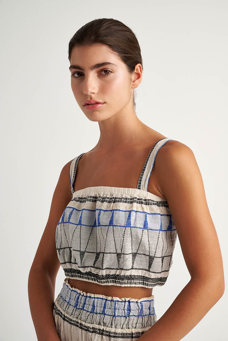 PEARL & CAVIAR OF GREECE - SAMPLE S/M -S24P5118 - COTTON/LUREX - CROP TOP ONLY