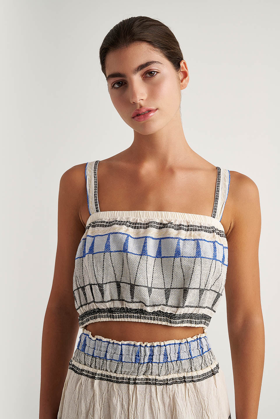 PEARL & CAVIAR OF GREECE - SAMPLE S/M -S24P5118 - COTTON/LUREX - CROP TOP ONLY